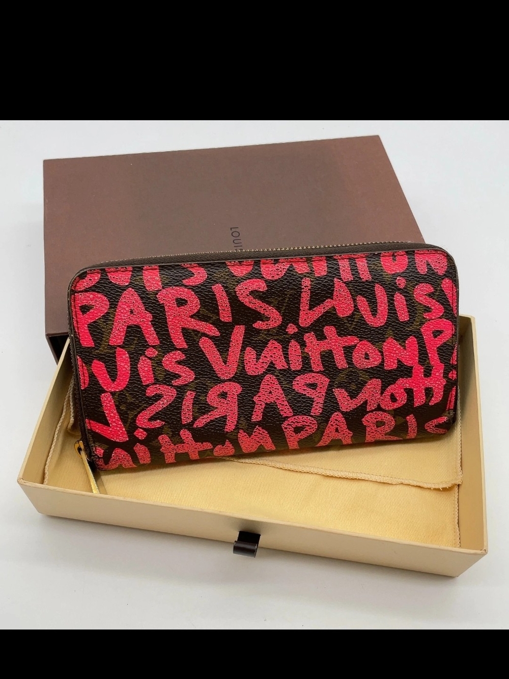 Louis Vuitton Red Graffiti Zippy Wallet